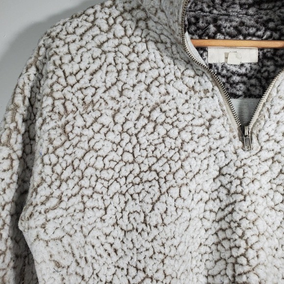 Thread + Supply Quarter Zip Fleece Pullover Ivory Size Small - Picture 2 of 11